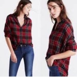 Madewell | Central Long Sleeve Tartan Plaid Button Down, Wool Blend